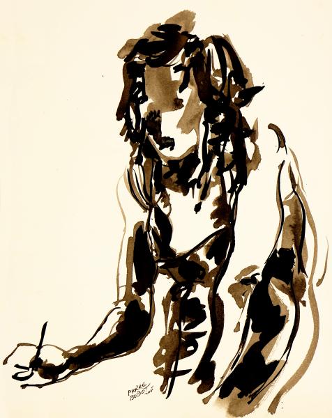 La dessinatrice - Encres au pinceau - 40x30cm.JPG