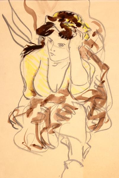 La jeune pensive - Mine de plomb et encres - 30x20cm.JPG