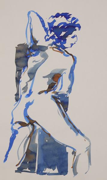 Nu en mouvement - Encre bleue et lavis sur papier - 41x30cm.JPG