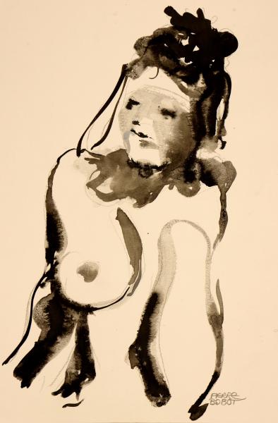Nu souriant et réveur - Encres au pnceau - 40x30cm.JPG