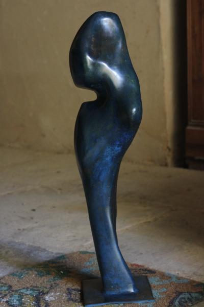 Visage corps de côté - Bronze patiné Bleu - H 40cm.JPG