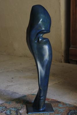 Visage corps de face - Bronze patiné Bleu - H 40cm.JPG