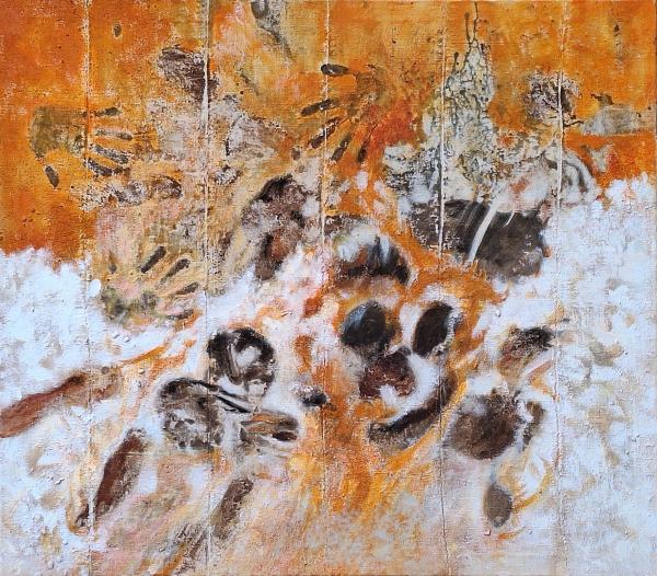 3- Le torrent - 120x105cm - Pigments naturels sur toile artisanale cousue et peintures acryliques.jpg