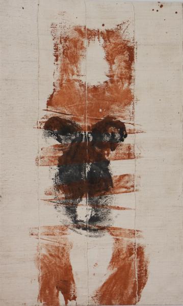 4- Traces - Pigments naturels sur toile artisanale cousue - Marouflée sur bois - 96x58cm.JPG